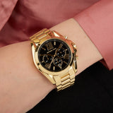 Michael Kors Bradshaw Black Dial Gold Steel Strap